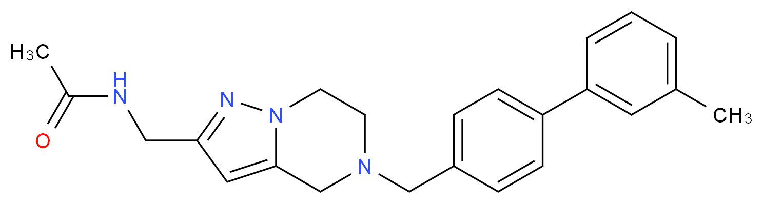 N-({5-[(3'-methylbiphenyl-4-yl)methyl]-4,5,6,7-tetrahydropyrazolo[1,5-a]pyrazin-2-yl}methyl)acetamide_Molecular_structure_CAS_)