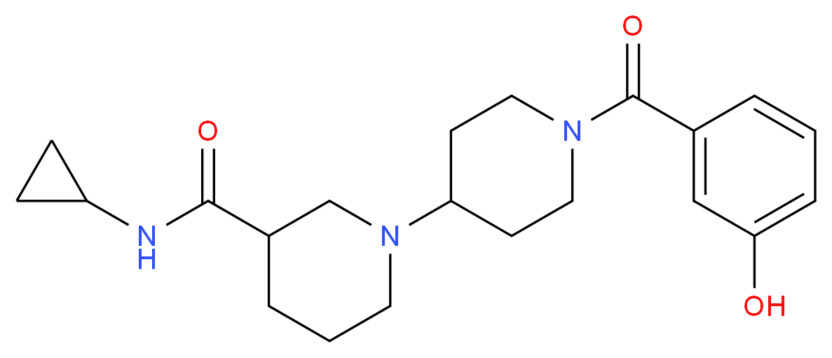 N-cyclopropyl-1'-(3-hydroxybenzoyl)-1,4'-bipiperidine-3-carboxamide_Molecular_structure_CAS_)