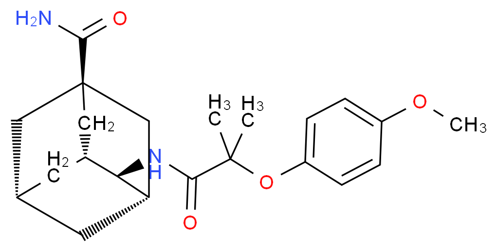 (1S,3R,4S,5S,7S)-4-{[2-(4-METHOXYPHENOXY)-2-METHYLPROPANOYL]AMINO}ADAMANTANE-1-CARBOXAMIDE_Molecular_structure_CAS_)