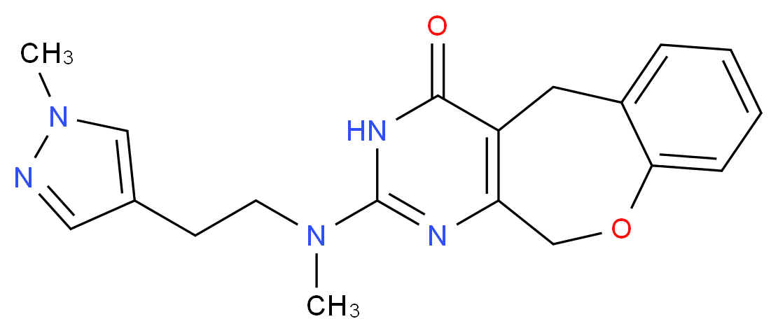 2-{methyl[2-(1-methyl-1H-pyrazol-4-yl)ethyl]amino}-5,11-dihydro[1]benzoxepino[3,4-d]pyrimidin-4(3H)-one_Molecular_structure_CAS_)