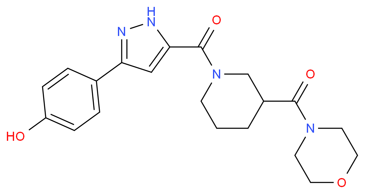 4-(5-{[3-(4-morpholinylcarbonyl)-1-piperidinyl]carbonyl}-1H-pyrazol-3-yl)phenol_Molecular_structure_CAS_)