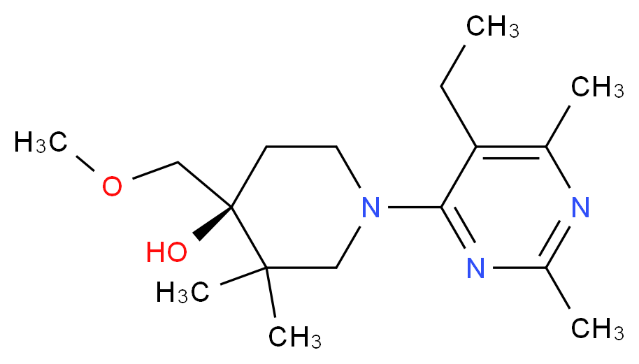 (4S*)-1-(5-ethyl-2,6-dimethylpyrimidin-4-yl)-4-(methoxymethyl)-3,3-dimethylpiperidin-4-ol_Molecular_structure_CAS_)