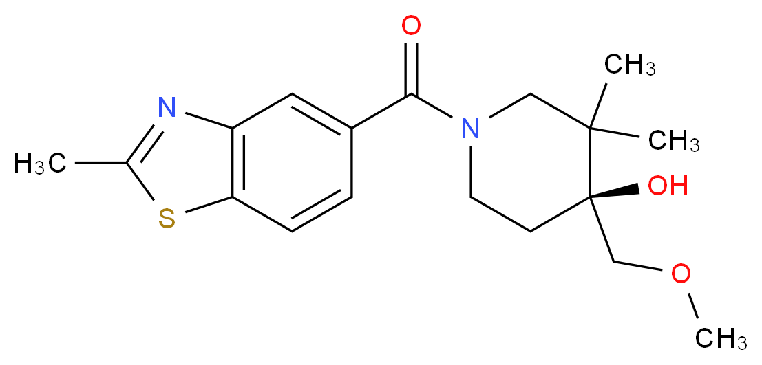 (4S*)-4-(methoxymethyl)-3,3-dimethyl-1-[(2-methyl-1,3-benzothiazol-5-yl)carbonyl]piperidin-4-ol_Molecular_structure_CAS_)