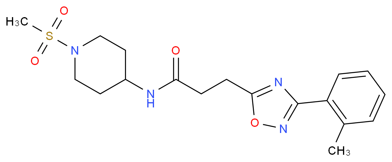 3-[3-(2-methylphenyl)-1,2,4-oxadiazol-5-yl]-N-[1-(methylsulfonyl)piperidin-4-yl]propanamide_Molecular_structure_CAS_)