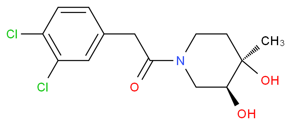 (3S*,4R*)-1-[(3,4-dichlorophenyl)acetyl]-4-methylpiperidine-3,4-diol_Molecular_structure_CAS_)