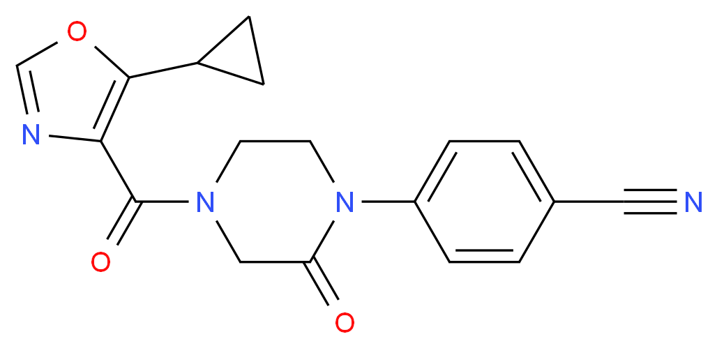 4-{4-[(5-cyclopropyl-1,3-oxazol-4-yl)carbonyl]-2-oxo-1-piperazinyl}benzonitrile_Molecular_structure_CAS_)