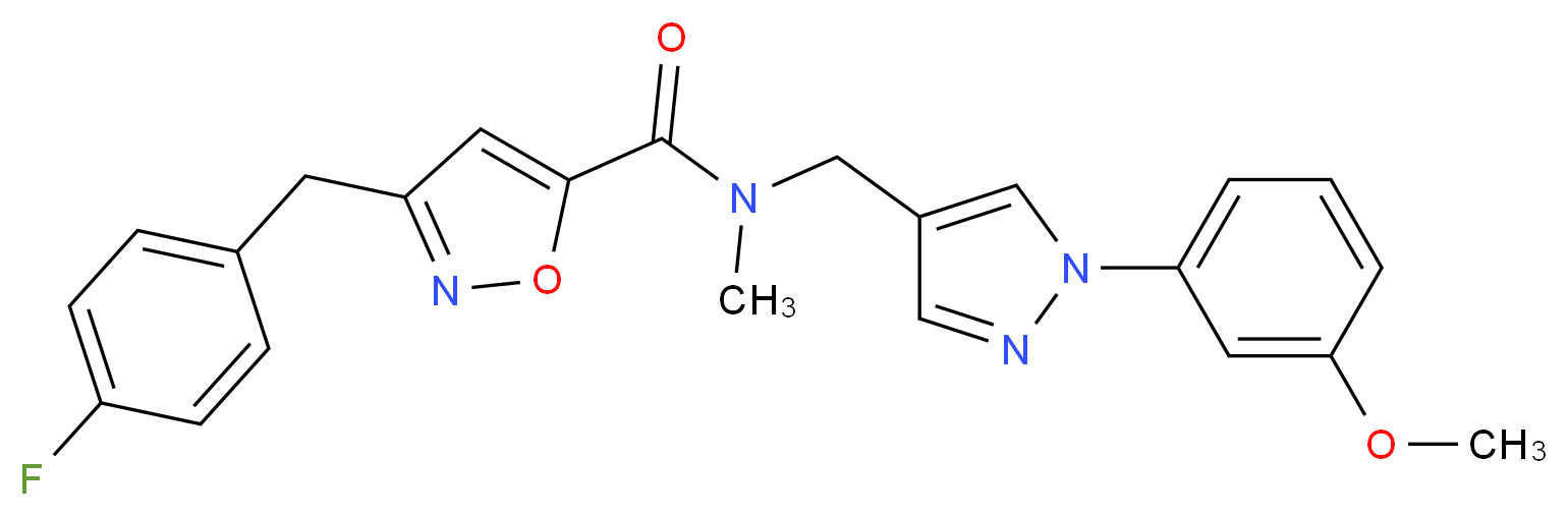 3-(4-fluorobenzyl)-N-{[1-(3-methoxyphenyl)-1H-pyrazol-4-yl]methyl}-N-methyl-5-isoxazolecarboxamide_Molecular_structure_CAS_)