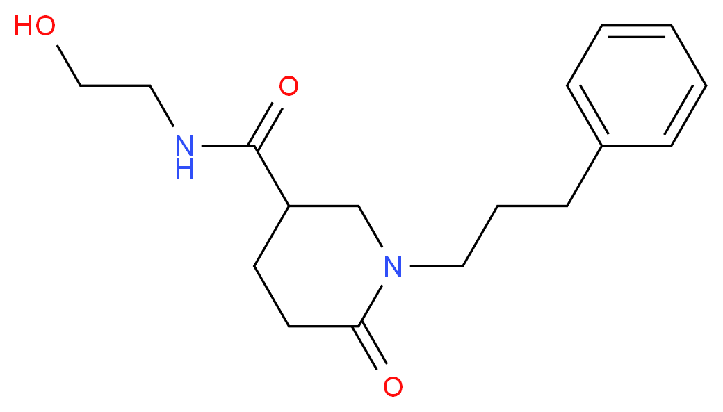 N-(2-hydroxyethyl)-6-oxo-1-(3-phenylpropyl)-3-piperidinecarboxamide_Molecular_structure_CAS_)