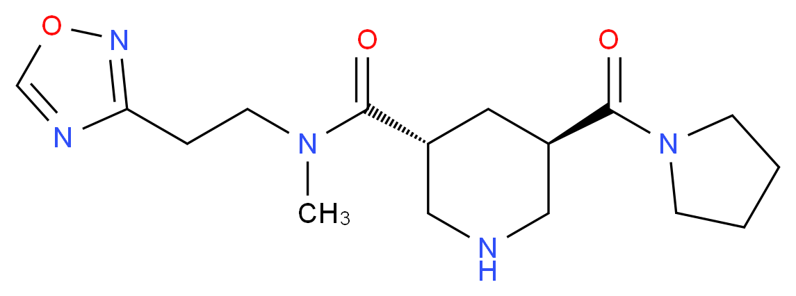 (3R*,5R*)-N-methyl-N-[2-(1,2,4-oxadiazol-3-yl)ethyl]-5-(pyrrolidin-1-ylcarbonyl)piperidine-3-carboxamide_Molecular_structure_CAS_)
