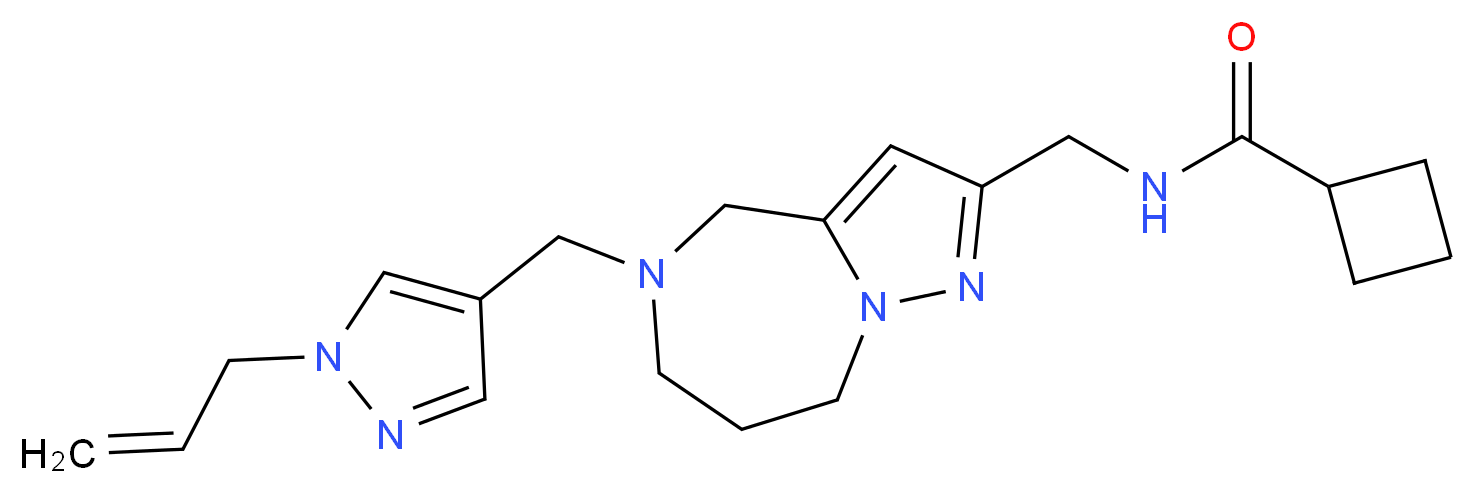N-({5-[(1-allyl-1H-pyrazol-4-yl)methyl]-5,6,7,8-tetrahydro-4H-pyrazolo[1,5-a][1,4]diazepin-2-yl}methyl)cyclobutanecarboxamide_Molecular_structure_CAS_)