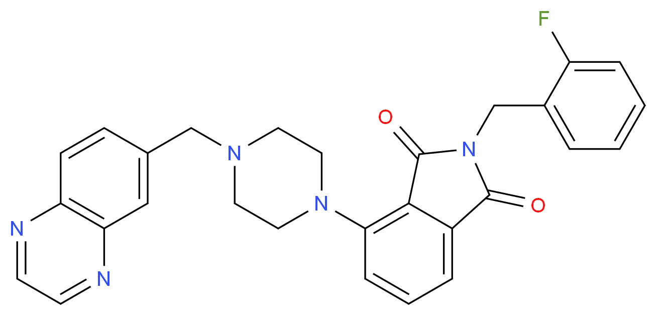 2-(2-fluorobenzyl)-4-[4-(6-quinoxalinylmethyl)-1-piperazinyl]-1H-isoindole-1,3(2H)-dione_Molecular_structure_CAS_)