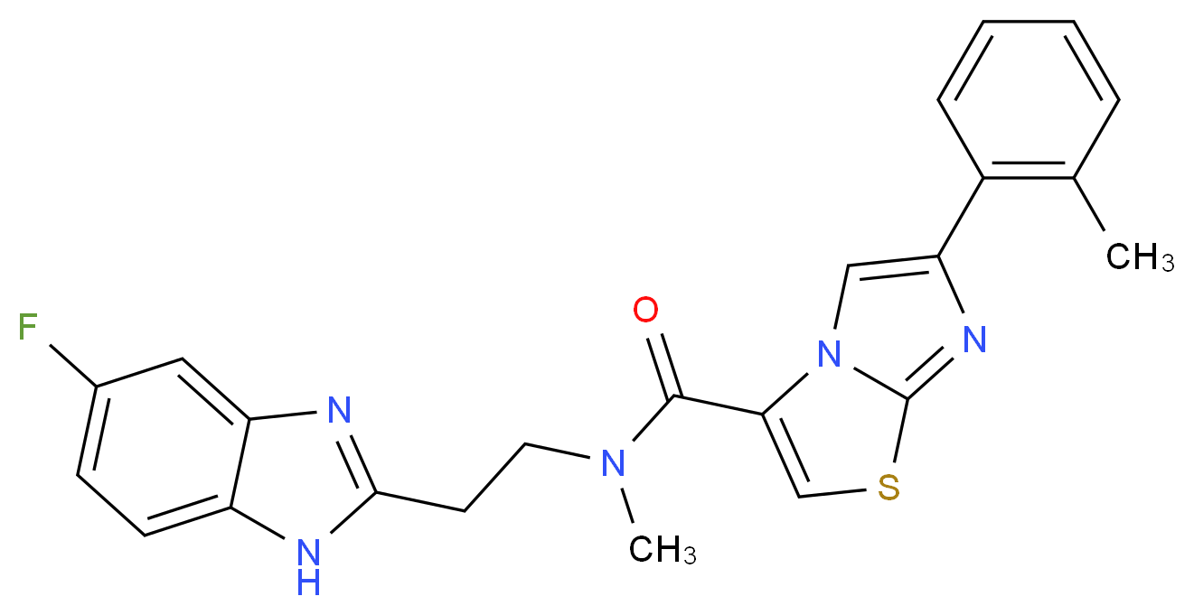 N-[2-(5-fluoro-1H-benzimidazol-2-yl)ethyl]-N-methyl-6-(2-methylphenyl)imidazo[2,1-b][1,3]thiazole-3-carboxamide_Molecular_structure_CAS_)
