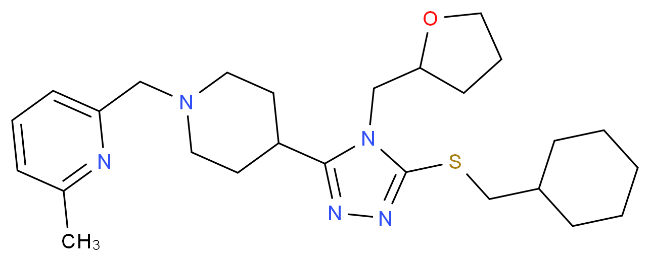 2-({4-[5-[(cyclohexylmethyl)thio]-4-(tetrahydro-2-furanylmethyl)-4H-1,2,4-triazol-3-yl]-1-piperidinyl}methyl)-6-methylpyridine_Molecular_structure_CAS_)