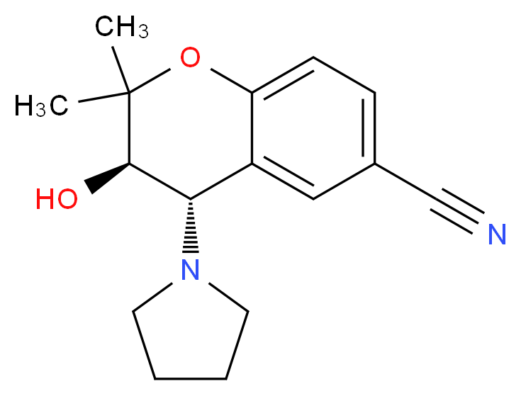 6-Cyano-3,4-dihydro-2,2-dimethyl-trans-4-(1-pyrrolidinyl)-2H-benzo-[b]-pyrano-3-ol_Molecular_structure_CAS_75611-78-8)