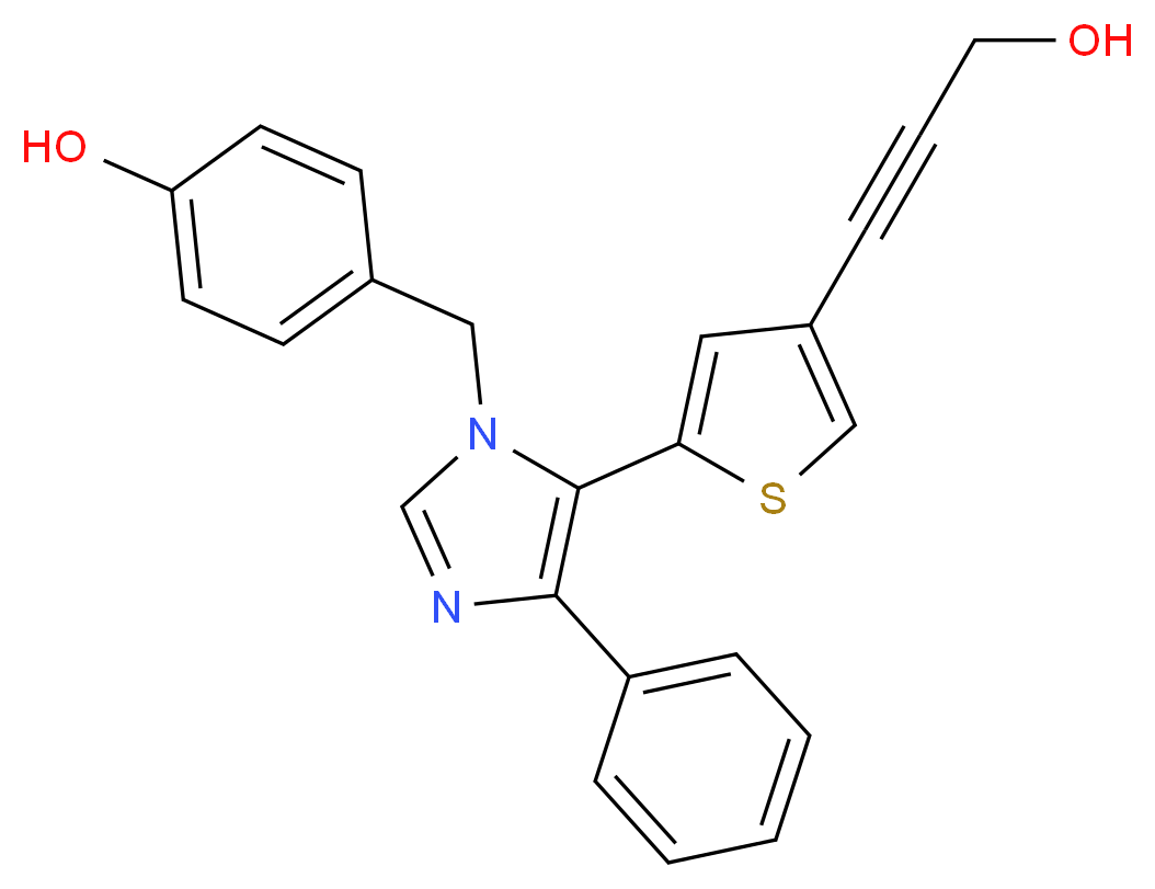 4-({5-[4-(3-hydroxyprop-1-yn-1-yl)-2-thienyl]-4-phenyl-1H-imidazol-1-yl}methyl)phenol_Molecular_structure_CAS_)