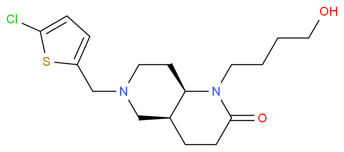 (4aS*,8aR*)-6-[(5-chloro-2-thienyl)methyl]-1-(4-hydroxybutyl)octahydro-1,6-naphthyridin-2(1H)-one_Molecular_structure_CAS_)