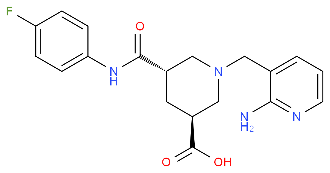 (3S*,5S*)-1-[(2-amino-3-pyridinyl)methyl]-5-{[(4-fluorophenyl)amino]carbonyl}-3-piperidinecarboxylic acid_Molecular_structure_CAS_)