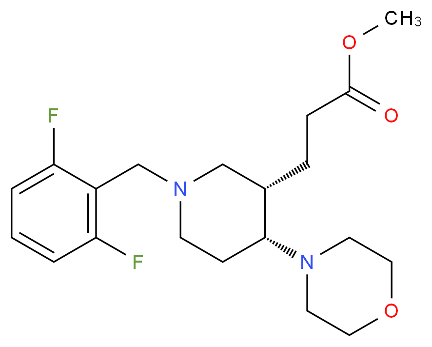 methyl 3-[(3S*,4R*)-1-(2,6-difluorobenzyl)-4-(4-morpholinyl)-3-piperidinyl]propanoate_Molecular_structure_CAS_)