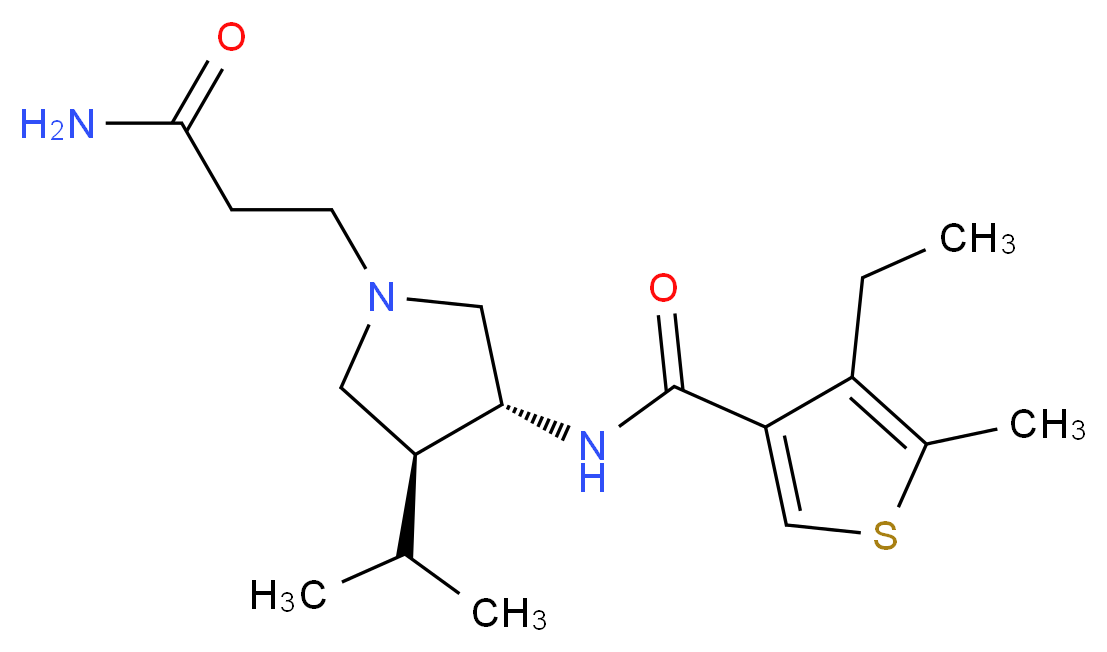 N-[(3R*,4S*)-1-(3-amino-3-oxopropyl)-4-isopropyl-3-pyrrolidinyl]-4-ethyl-5-methyl-3-thiophenecarboxamide_Molecular_structure_CAS_)
