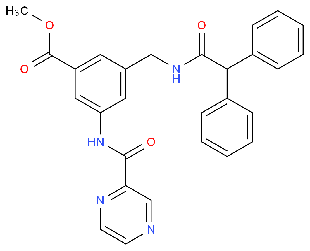 methyl 3-{[(diphenylacetyl)amino]methyl}-5-[(2-pyrazinylcarbonyl)amino]benzoate_Molecular_structure_CAS_)