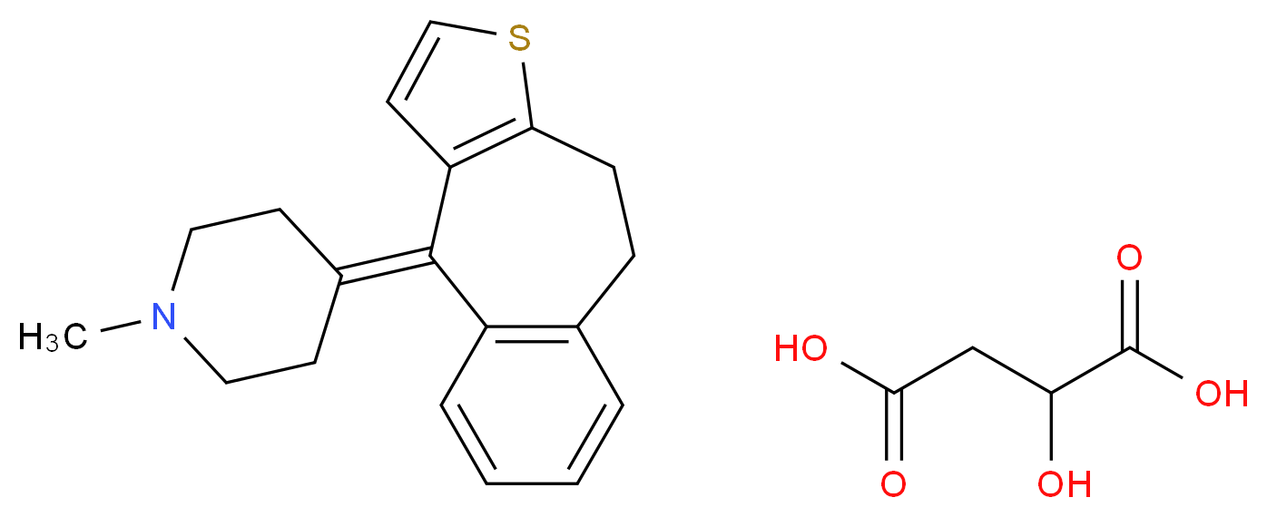 4-(9,10-dihydro-4H-benzo[4,5]cyclohepta[1,2-b]thiophen-4-ylidene)-1-methylpiperidine 2-hydroxysuccinate_Molecular_structure_CAS_)