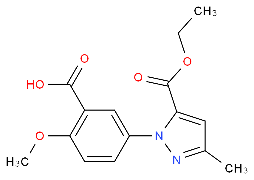 5-(5-(ETHOXYCARBONYL)-3-METHYL-1H-PYRAZOL-1-YL)-2-METHOXYBENZOIC ACID_Molecular_structure_CAS_637318-31-1)