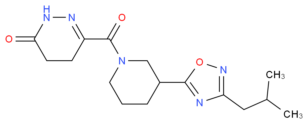 6-{[3-(3-isobutyl-1,2,4-oxadiazol-5-yl)piperidin-1-yl]carbonyl}-4,5-dihydropyridazin-3(2H)-one_Molecular_structure_CAS_)
