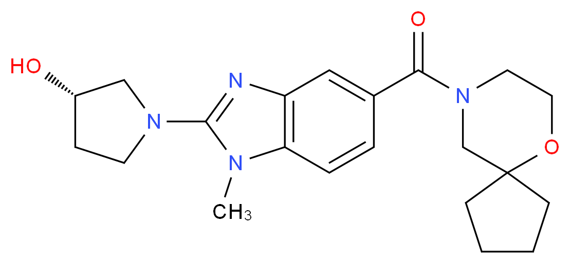 (3S)-1-[1-methyl-5-(6-oxa-9-azaspiro[4.5]dec-9-ylcarbonyl)-1H-benzimidazol-2-yl]-3-pyrrolidinol_Molecular_structure_CAS_)
