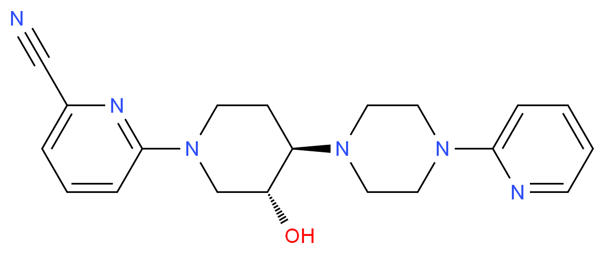 6-{(3R*,4R*)-3-hydroxy-4-[4-(2-pyridinyl)-1-piperazinyl]-1-piperidinyl}-2-pyridinecarbonitrile_Molecular_structure_CAS_)
