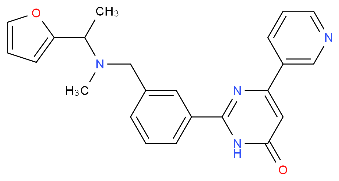 2-(3-{[[1-(2-furyl)ethyl](methyl)amino]methyl}phenyl)-6-(3-pyridinyl)-4(3H)-pyrimidinone_Molecular_structure_CAS_)