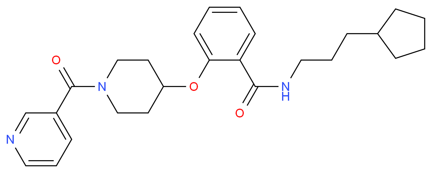 N-(3-cyclopentylpropyl)-2-{[1-(3-pyridinylcarbonyl)-4-piperidinyl]oxy}benzamide_Molecular_structure_CAS_)
