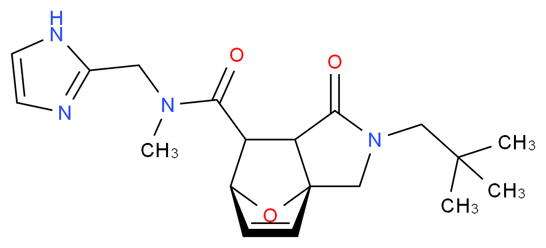 (3aR*,6S*)-2-(2,2-dimethylpropyl)-N-(1H-imidazol-2-ylmethyl)-N-methyl-1-oxo-1,2,3,6,7,7a-hexahydro-3a,6-epoxyisoindole-7-carboxamide_Molecular_structure_CAS_)