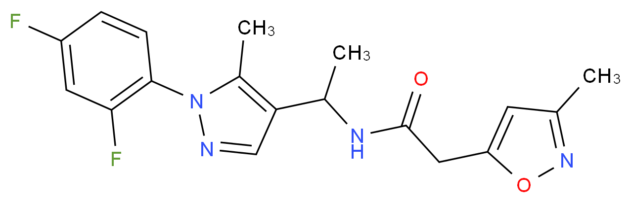N-{1-[1-(2,4-difluorophenyl)-5-methyl-1H-pyrazol-4-yl]ethyl}-2-(3-methylisoxazol-5-yl)acetamide_Molecular_structure_CAS_)