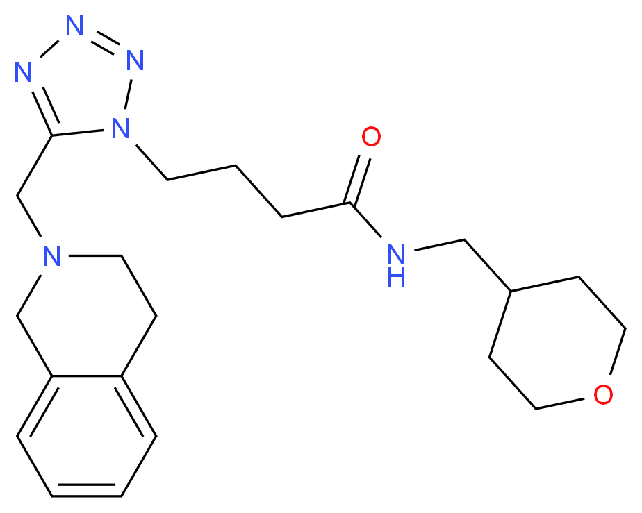 4-[5-(3,4-dihydro-2(1H)-isoquinolinylmethyl)-1H-tetrazol-1-yl]-N-(tetrahydro-2H-pyran-4-ylmethyl)butanamide_Molecular_structure_CAS_)