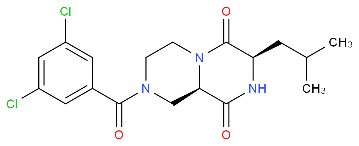 (3R,9aR)-8-(3,5-dichlorobenzoyl)-3-isobutyltetrahydro-2H-pyrazino[1,2-a]pyrazine-1,4(3H,6H)-dione_Molecular_structure_CAS_)