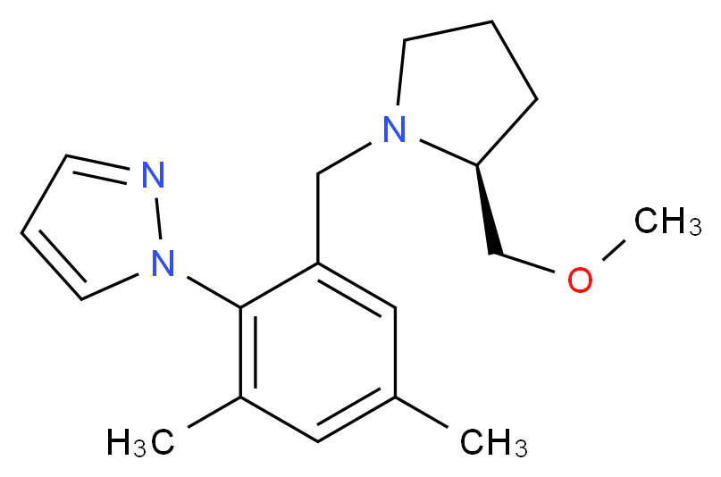 1-(2-{[(2S)-2-(methoxymethyl)pyrrolidin-1-yl]methyl}-4,6-dimethylphenyl)-1H-pyrazole_Molecular_structure_CAS_)