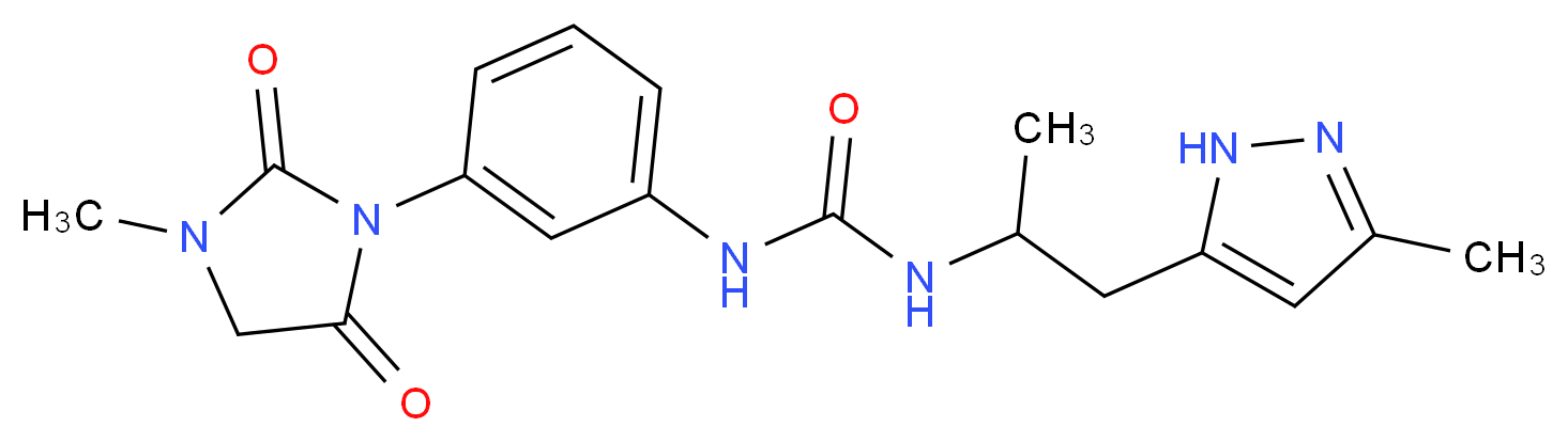 N-[3-(3-methyl-2,5-dioxoimidazolidin-1-yl)phenyl]-N'-[1-methyl-2-(3-methyl-1H-pyrazol-5-yl)ethyl]urea_Molecular_structure_CAS_)