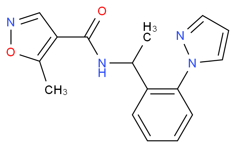 5-methyl-N-{1-[2-(1H-pyrazol-1-yl)phenyl]ethyl}-4-isoxazolecarboxamide_Molecular_structure_CAS_)