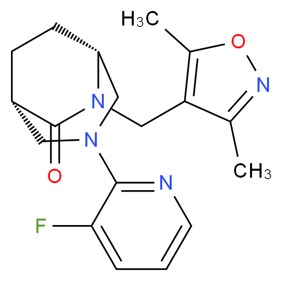 (1S*,5R*)-6-[(3,5-dimethyl-4-isoxazolyl)methyl]-3-(3-fluoro-2-pyridinyl)-3,6-diazabicyclo[3.2.2]nonan-7-one_Molecular_structure_CAS_)