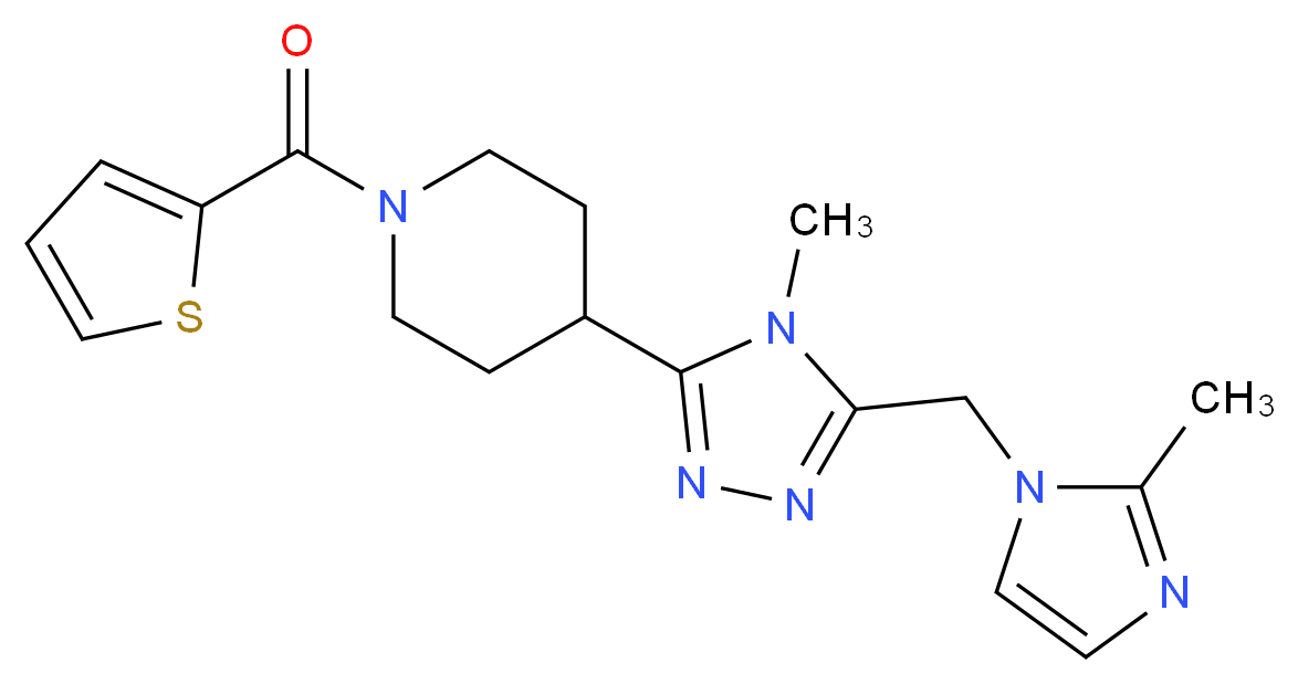 4-{4-methyl-5-[(2-methyl-1H-imidazol-1-yl)methyl]-4H-1,2,4-triazol-3-yl}-1-(2-thienylcarbonyl)piperidine_Molecular_structure_CAS_)