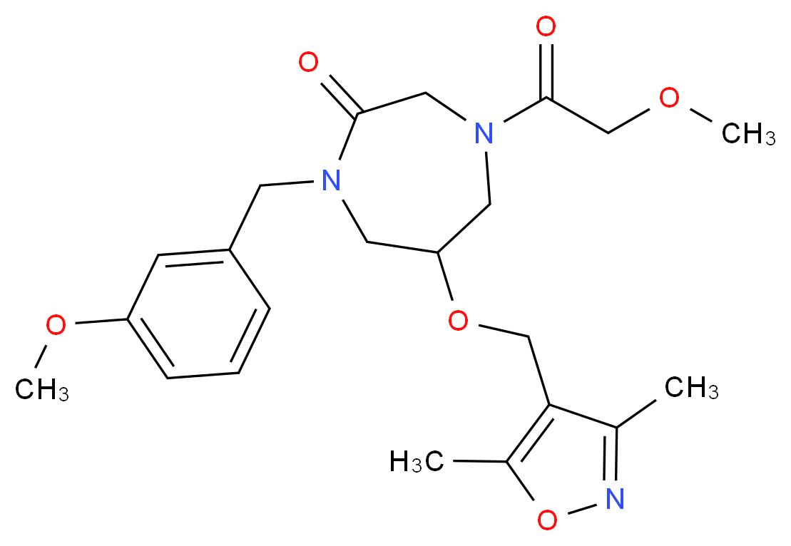 6-[(3,5-dimethyl-4-isoxazolyl)methoxy]-4-(methoxyacetyl)-1-(3-methoxybenzyl)-1,4-diazepan-2-one_Molecular_structure_CAS_)