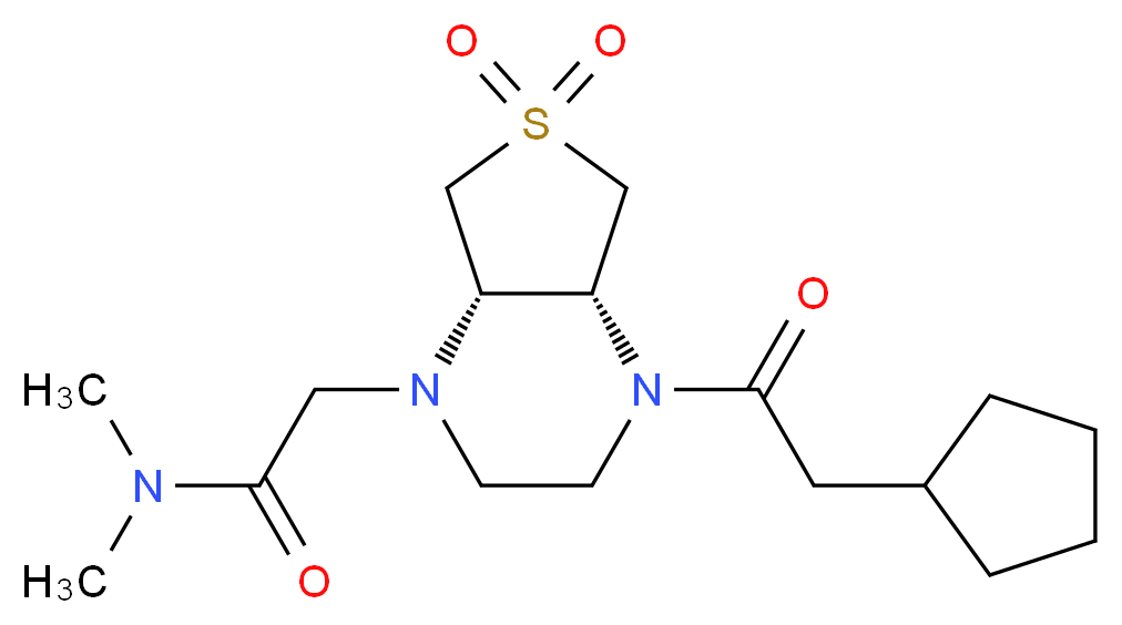 2-[(4aR*,7aS*)-4-(cyclopentylacetyl)-6,6-dioxidohexahydrothieno[3,4-b]pyrazin-1(2H)-yl]-N,N-dimethylacetamide_Molecular_structure_CAS_)