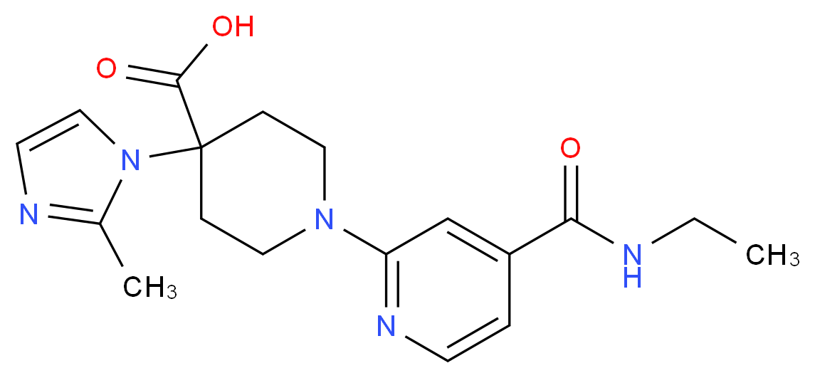 1-{4-[(ethylamino)carbonyl]pyridin-2-yl}-4-(2-methyl-1H-imidazol-1-yl)piperidine-4-carboxylic acid_Molecular_structure_CAS_)
