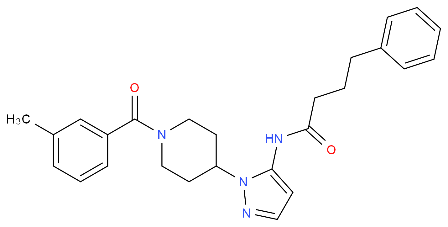 N-{1-[1-(3-methylbenzoyl)-4-piperidinyl]-1H-pyrazol-5-yl}-4-phenylbutanamide_Molecular_structure_CAS_)