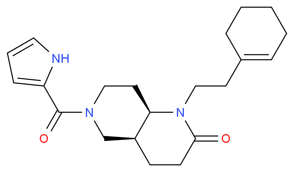 (4aS*,8aR*)-1-(2-cyclohex-1-en-1-ylethyl)-6-(1H-pyrrol-2-ylcarbonyl)octahydro-1,6-naphthyridin-2(1H)-one_Molecular_structure_CAS_)