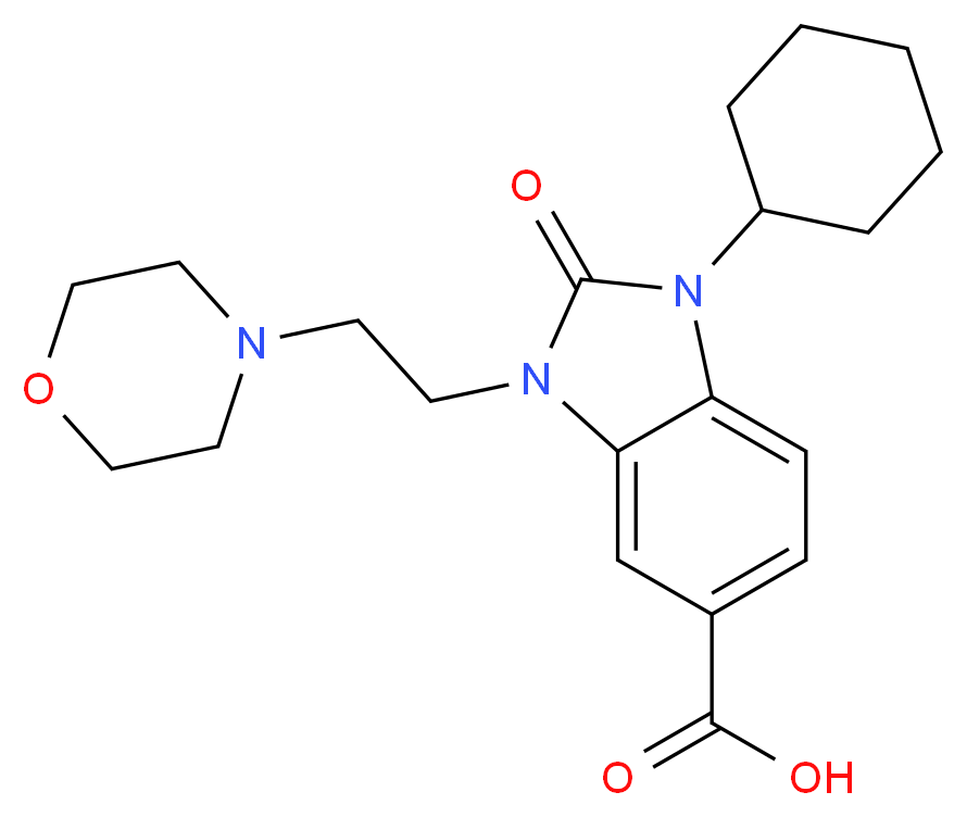1-cyclohexyl-3-(2-morpholin-4-ylethyl)-2-oxo-2,3-dihydro-1H-benzimidazole-5-carboxylic acid_Molecular_structure_CAS_)