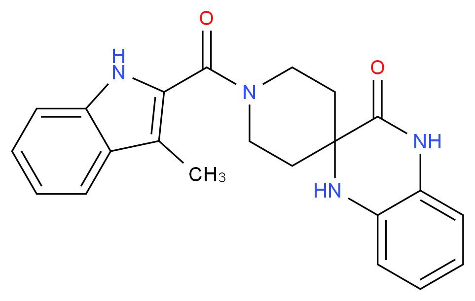 1-[(3-methyl-1H-indol-2-yl)carbonyl]-1',4'-dihydro-3'H-spiro[piperidine-4,2'-quinoxalin]-3'-one_Molecular_structure_CAS_)