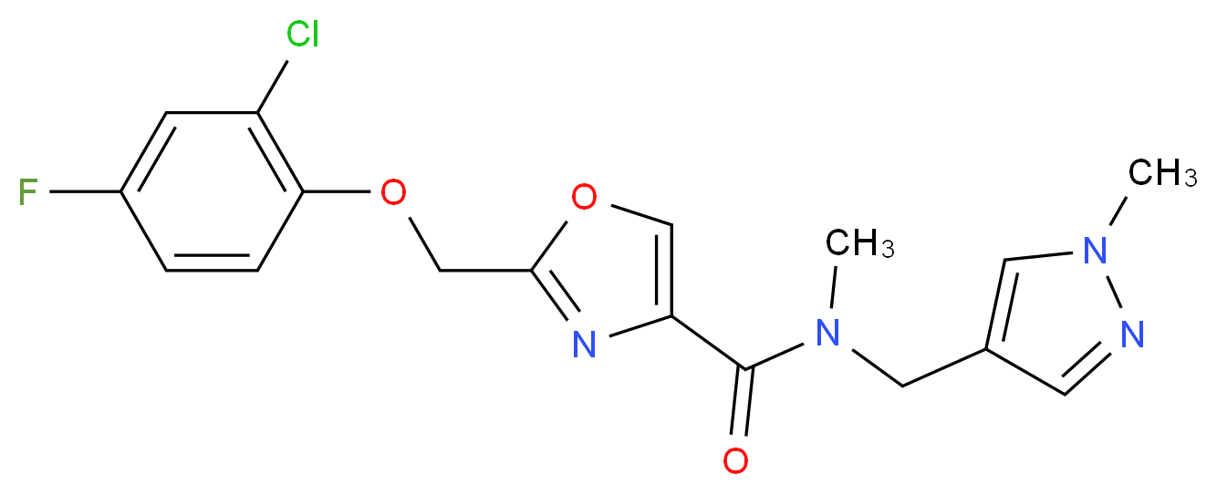 2-[(2-chloro-4-fluorophenoxy)methyl]-N-methyl-N-[(1-methyl-1H-pyrazol-4-yl)methyl]-1,3-oxazole-4-carboxamide_Molecular_structure_CAS_)