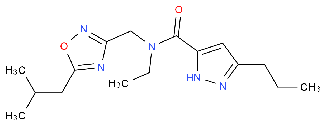 N-ethyl-N-[(5-isobutyl-1,2,4-oxadiazol-3-yl)methyl]-3-propyl-1H-pyrazole-5-carboxamide_Molecular_structure_CAS_)