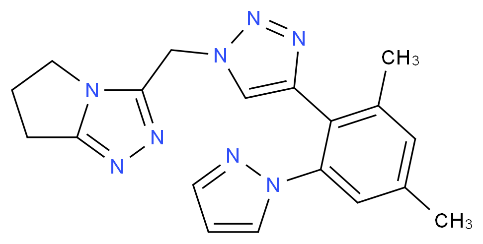 3-({4-[2,4-dimethyl-6-(1H-pyrazol-1-yl)phenyl]-1H-1,2,3-triazol-1-yl}methyl)-6,7-dihydro-5H-pyrrolo[2,1-c][1,2,4]triazole_Molecular_structure_CAS_)